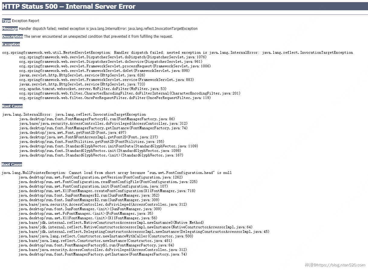 Kaptcha生成验证码报错：Cannot load from short array because “sun.awt.FontConfiguration.head“ is null插图1